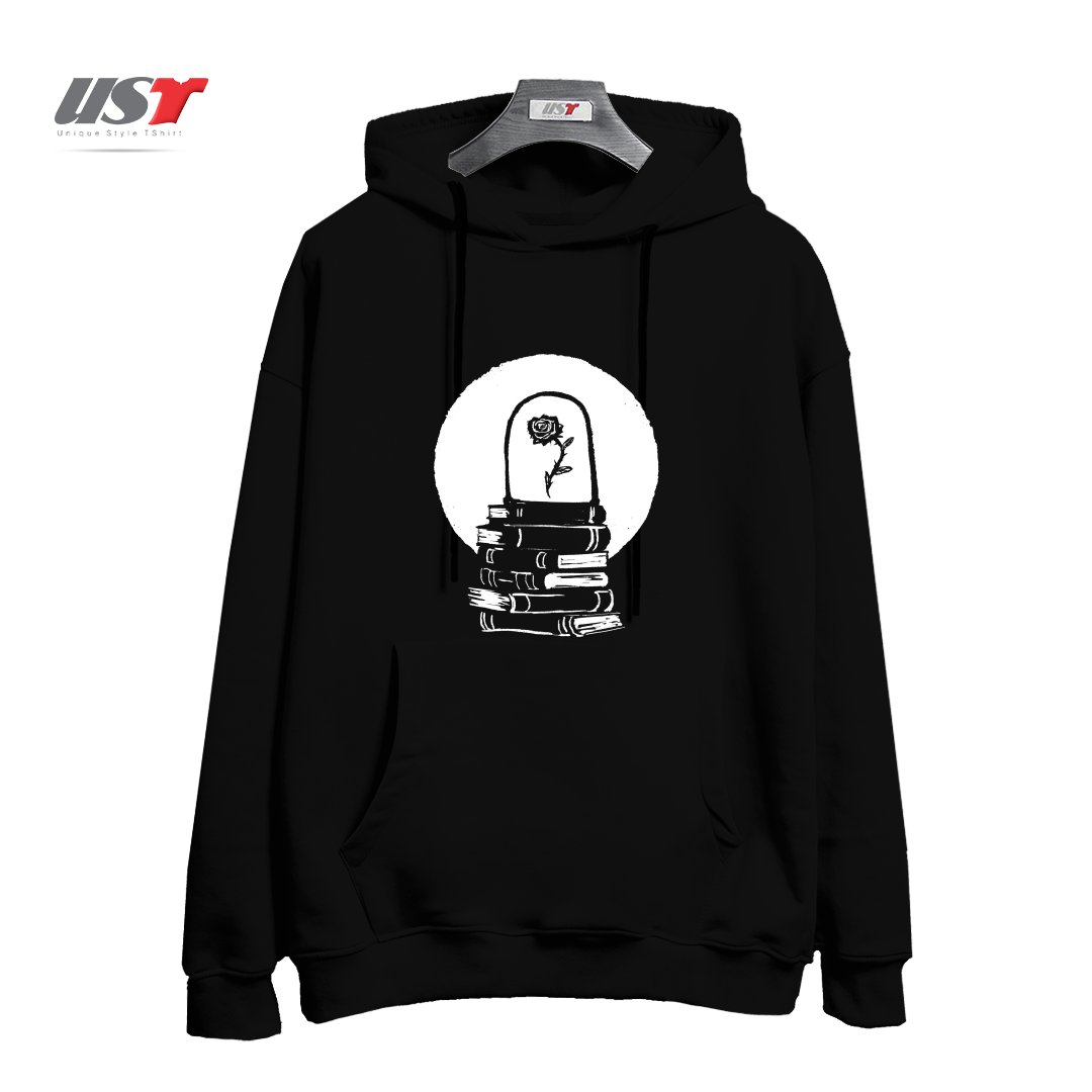 طرح ROSE هودی اورسایزرنگ مشکی