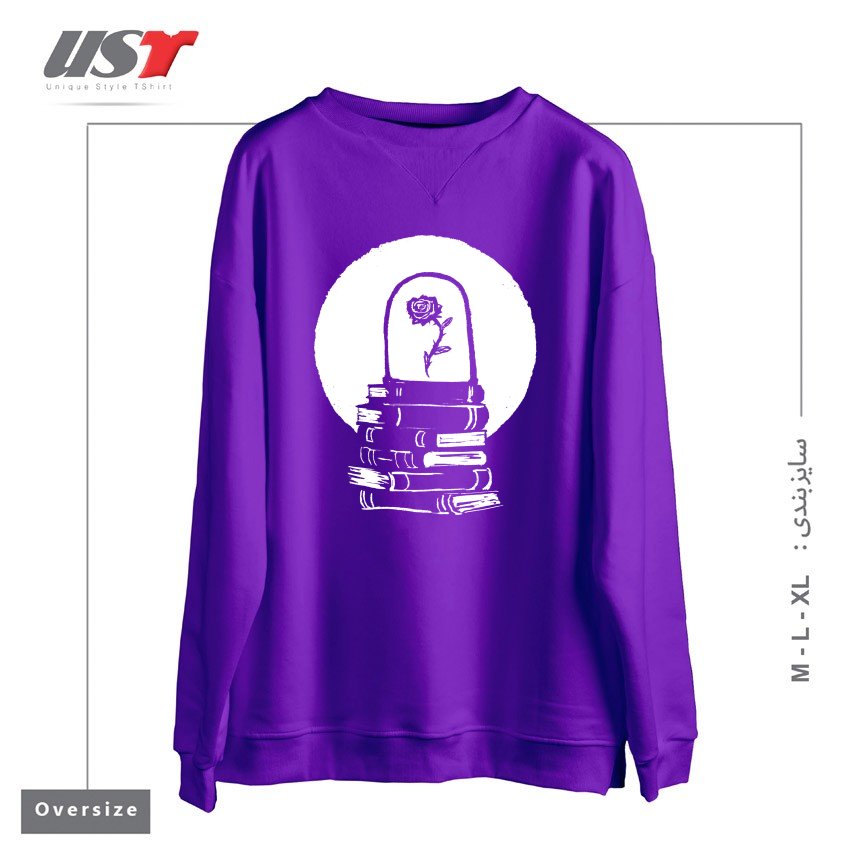 طرح ROSE سوییشرت اورسایزرنگ بنفش