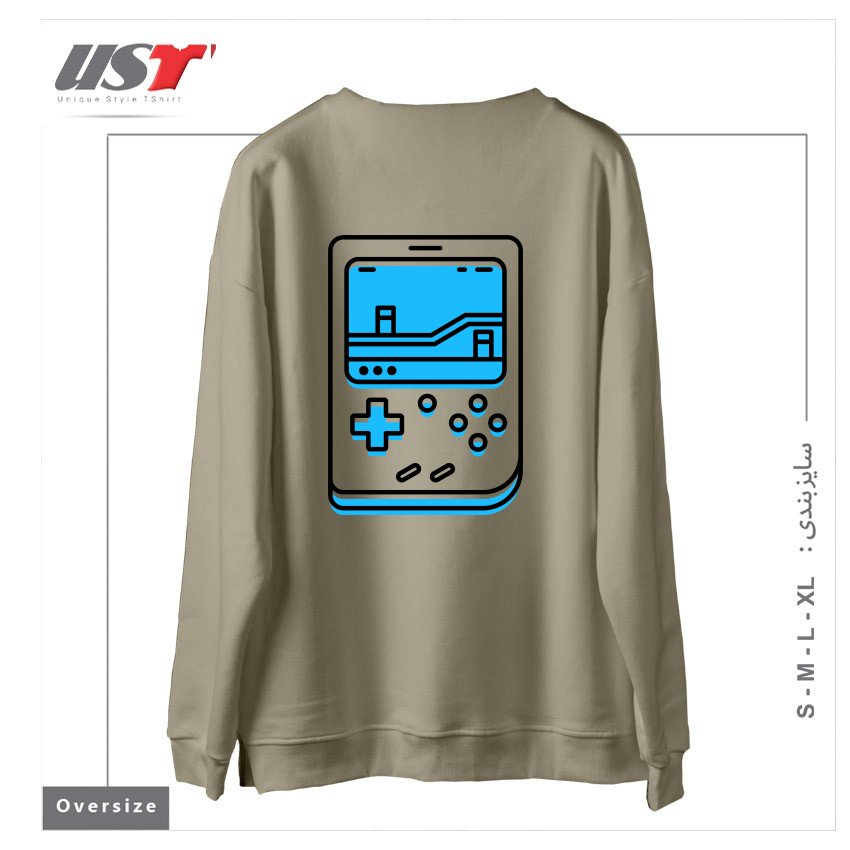 طرح RETRO GAMEBOY سوییشرت اورسایزرنگ نخودی