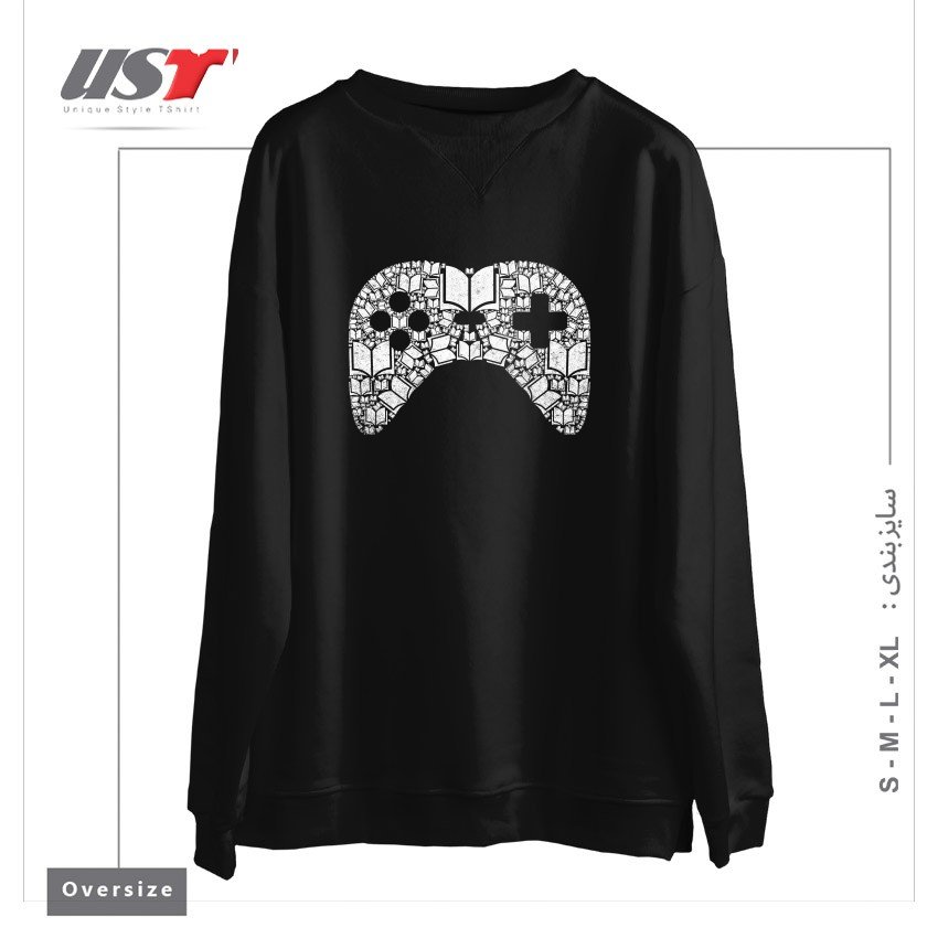 طرح TAKE CONTROL سوییشرت اورسایزرنگ مشکی