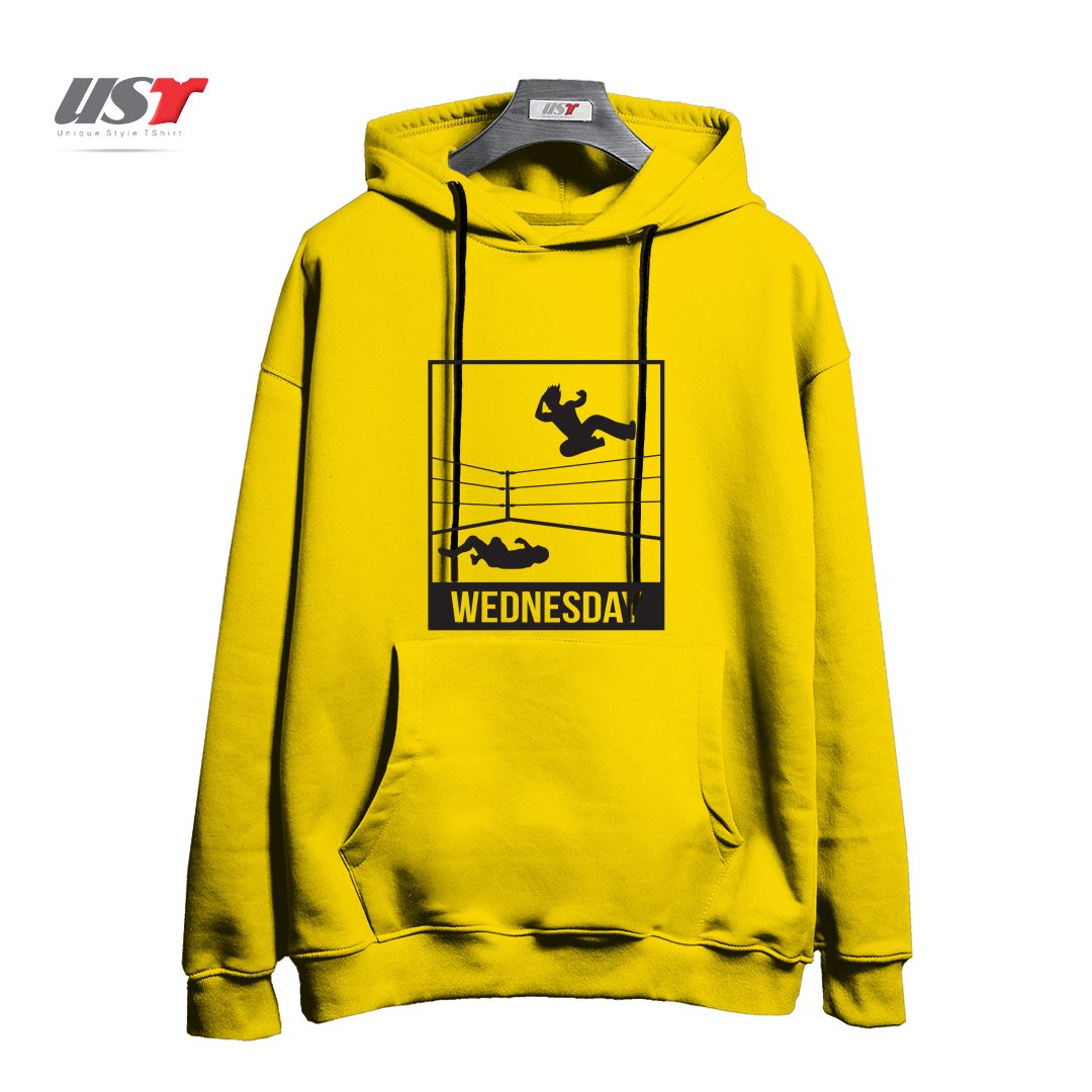 طرح WEDNESDAY NIGHT WRESTLING هودی اورسایزرنگ زرد