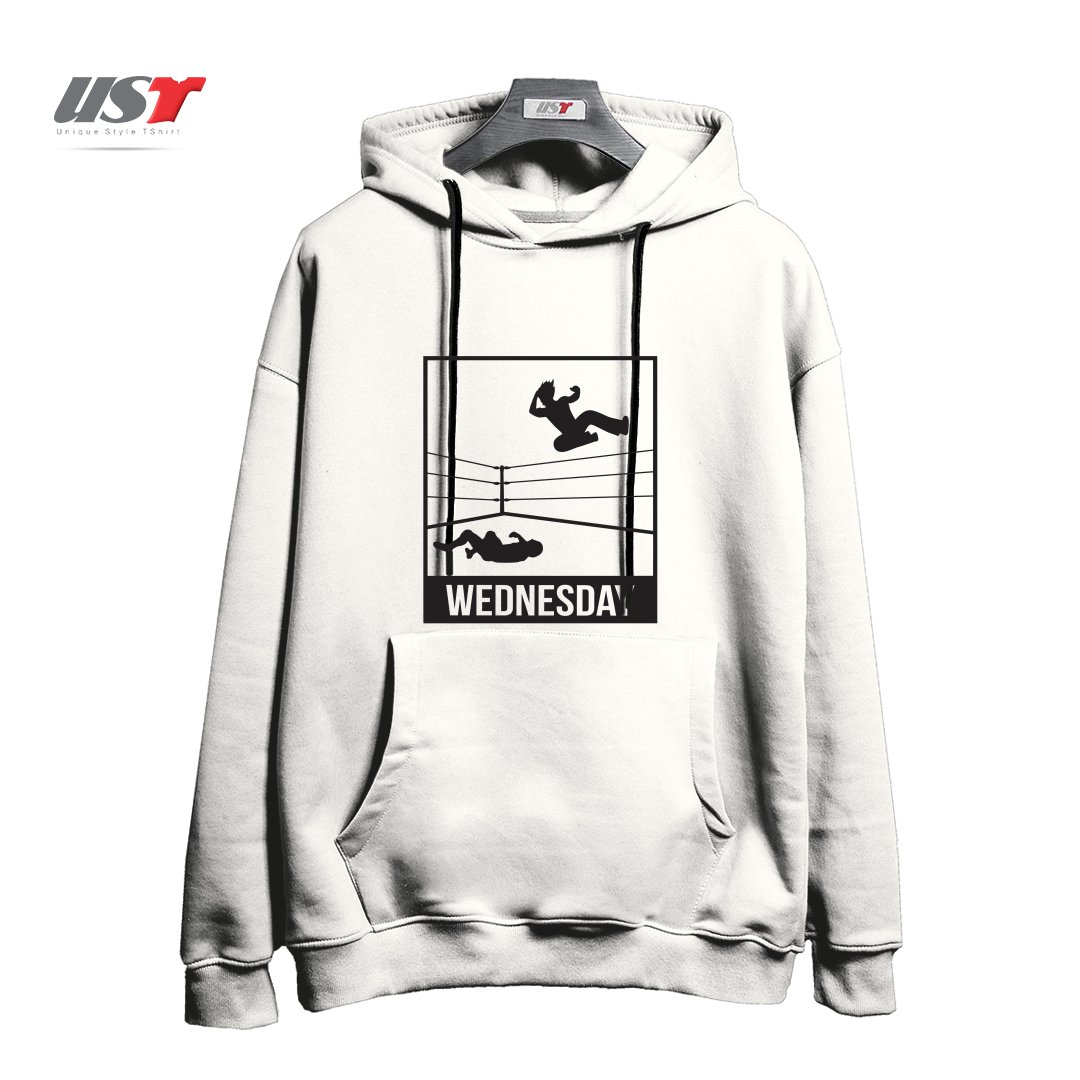 طرح WEDNESDAY NIGHT WRESTLING هودی اورسایزرنگ سفید