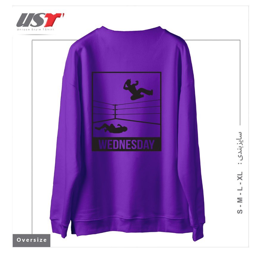 طرح WEDNESDAY NIGHT WRESTLING سوییشرت اورسایزرنگ بنفش