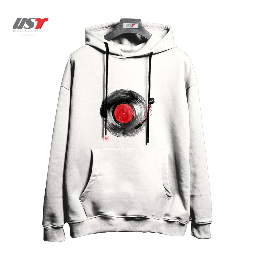 طرح ZEN MUSIC هودی اورسایزرنگ سفید