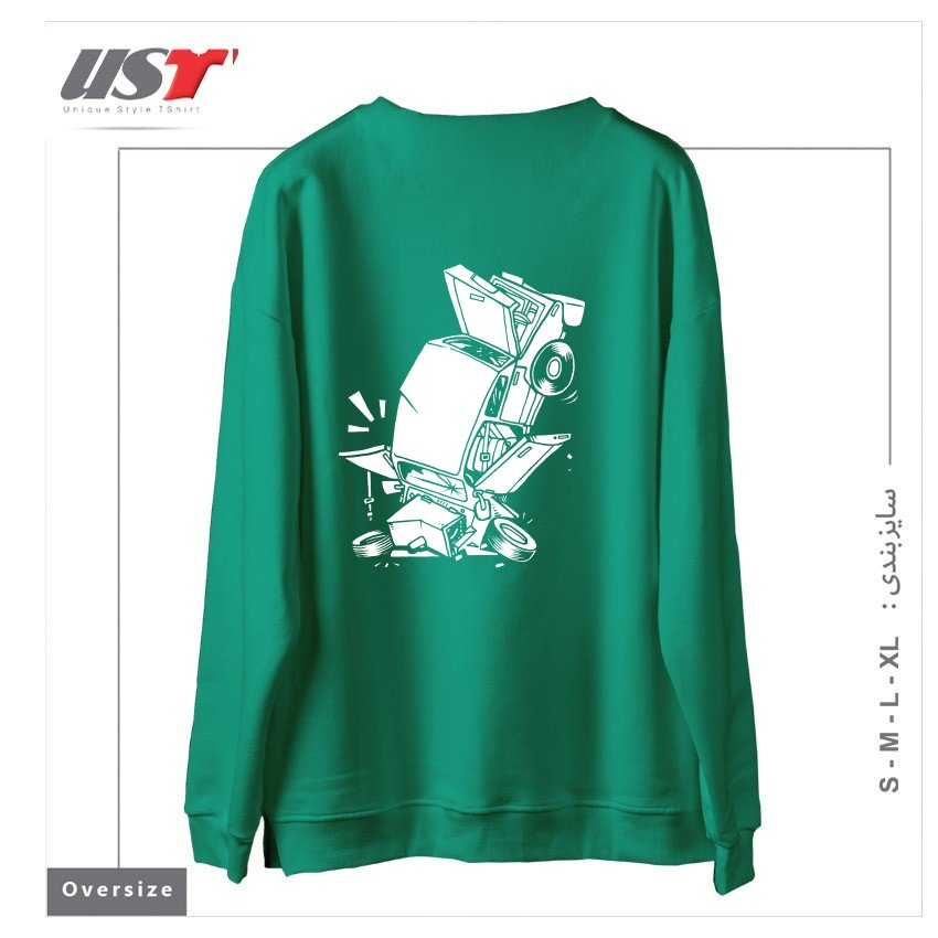 طرح AUTO DROP سوییشرت اورسایزرنگ سبز سدری