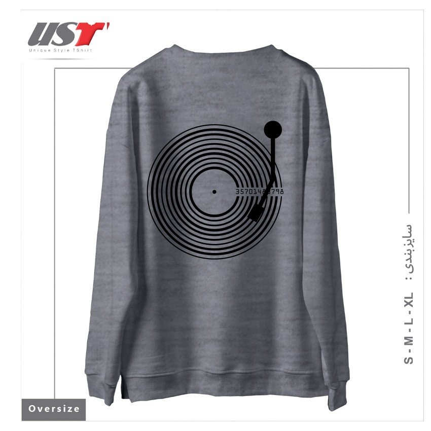 طرح [UNTITLED] سوییشرت اورسایزرنگ طوسی ملانژ