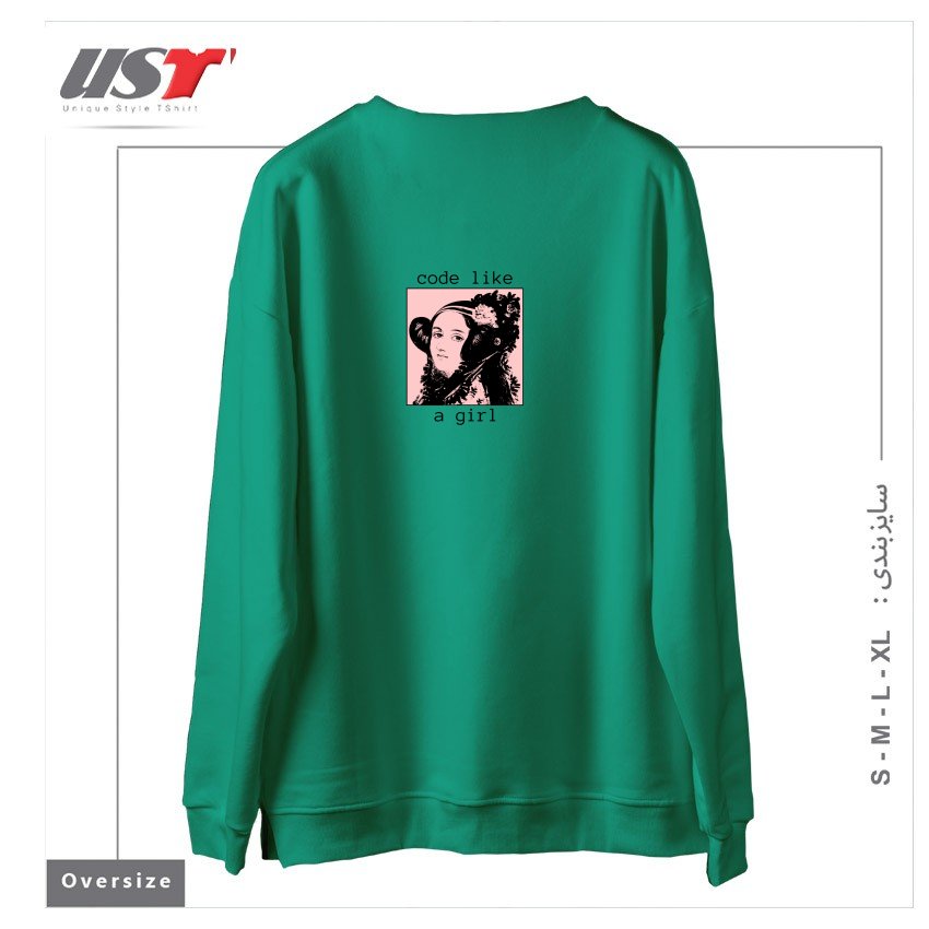 طرح ADA LOVELACE - GIRL CODE سوییشرت اورسایزرنگ سبز سدری