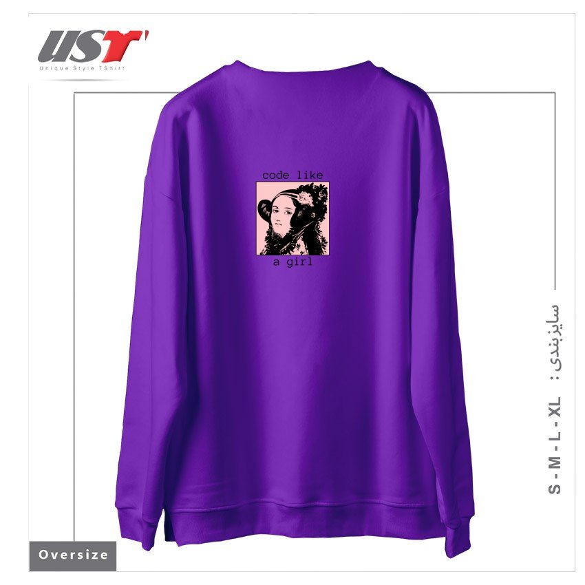 طرح ADA LOVELACE - GIRL CODE سوییشرت اورسایزرنگ بنفش