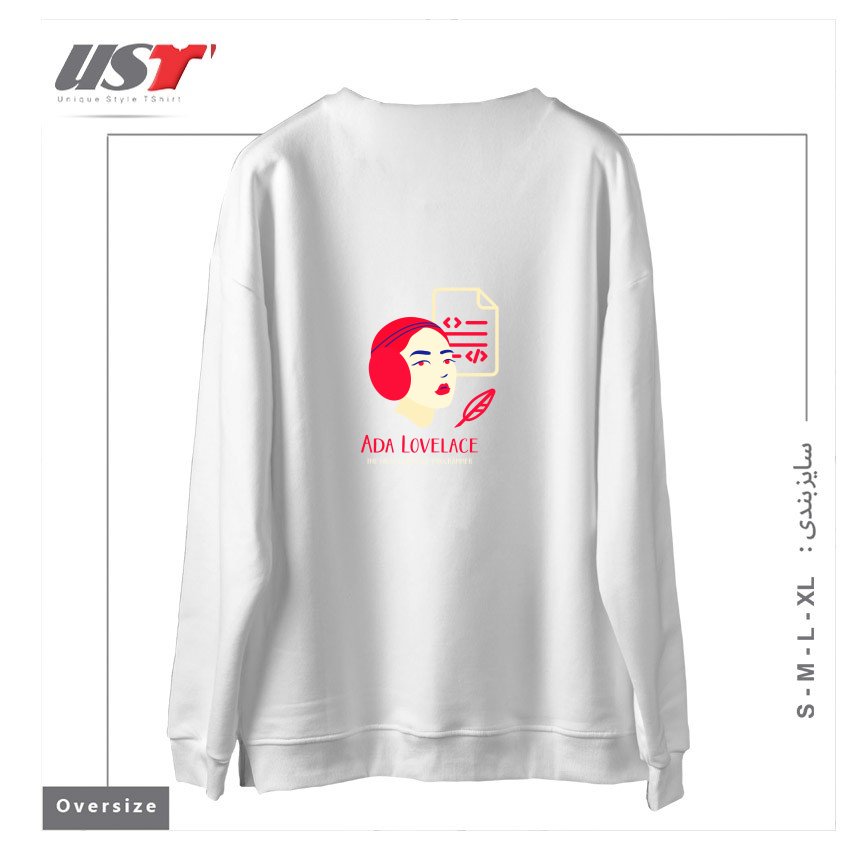 طرح ADA LOVELACE سوییشرت اورسایزرنگ سفید