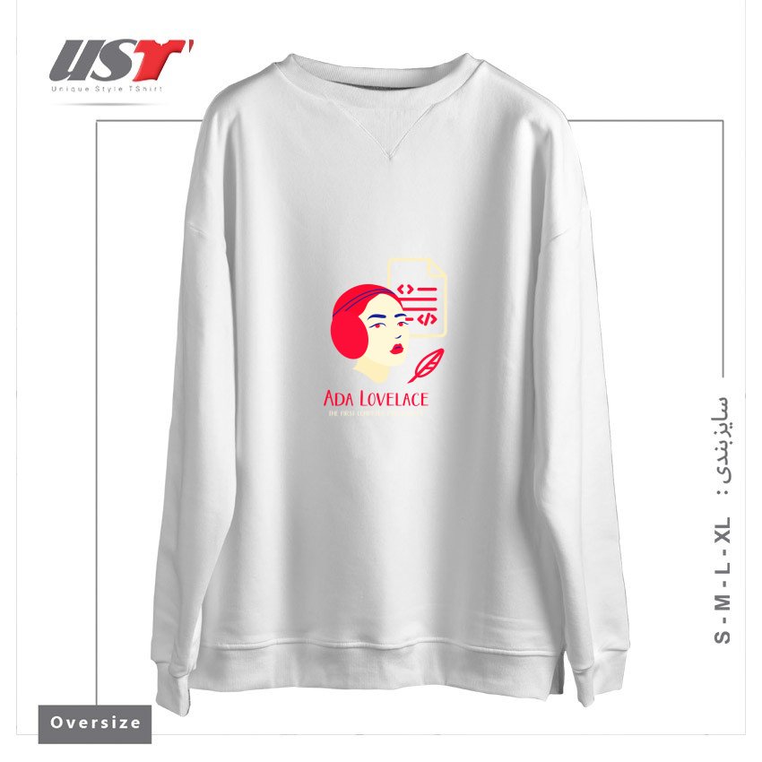 طرح ADA LOVELACE سوییشرت اورسایزرنگ سفید