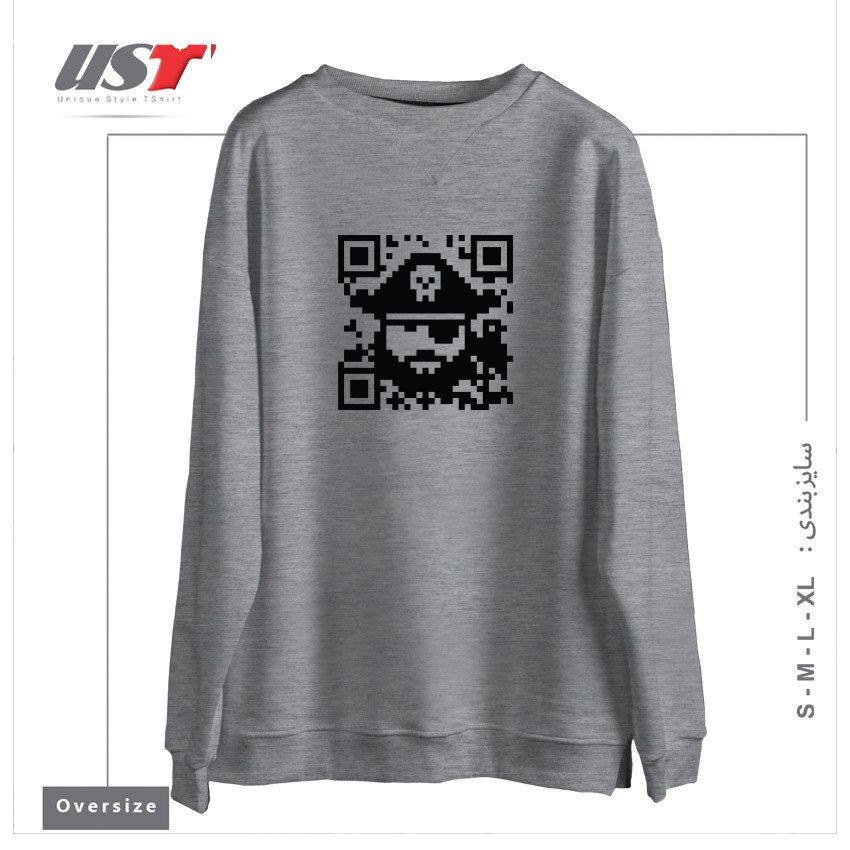 طرح ARRRGMENTED REALITY سوییشرت اورسایزرنگ طوسی ملانژ