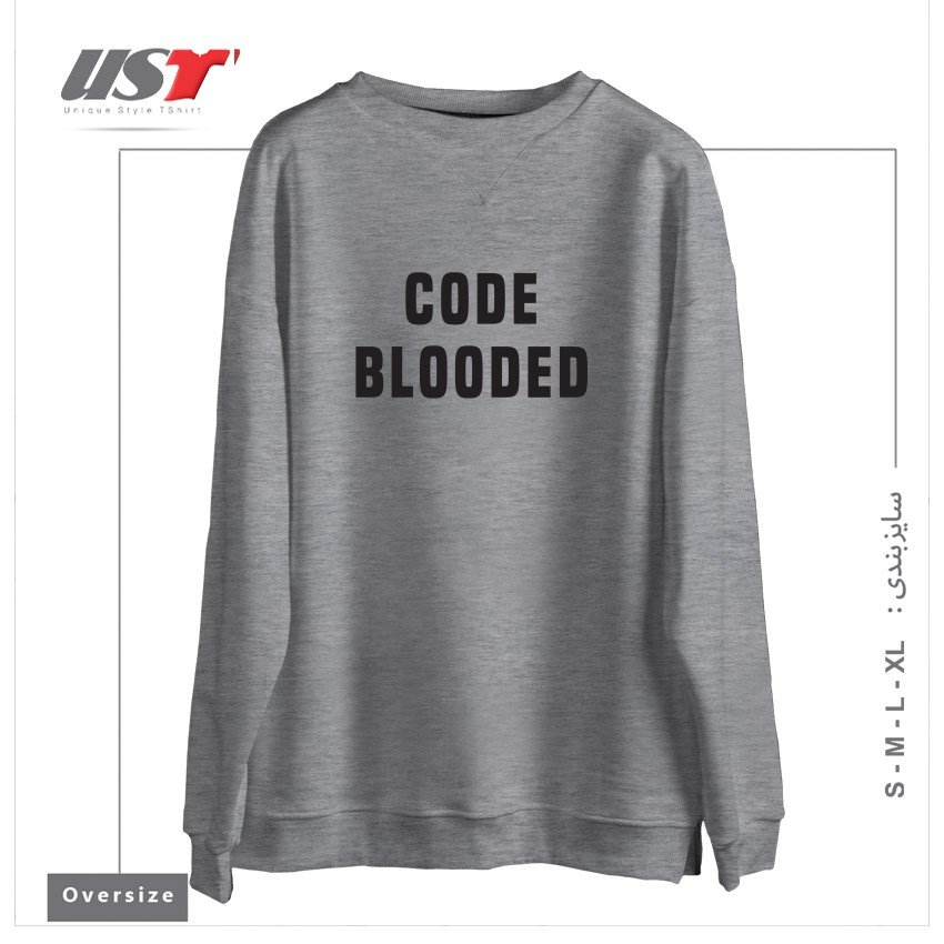 طرح CODE BLOODED سوییشرت اورسایزرنگ طوسی ملانژ