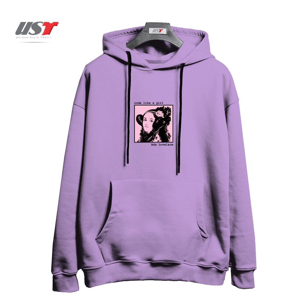 طرح CODE LIKE A GIRL - ADA LOVELACE هودی اورسایزرنگ یاسی
