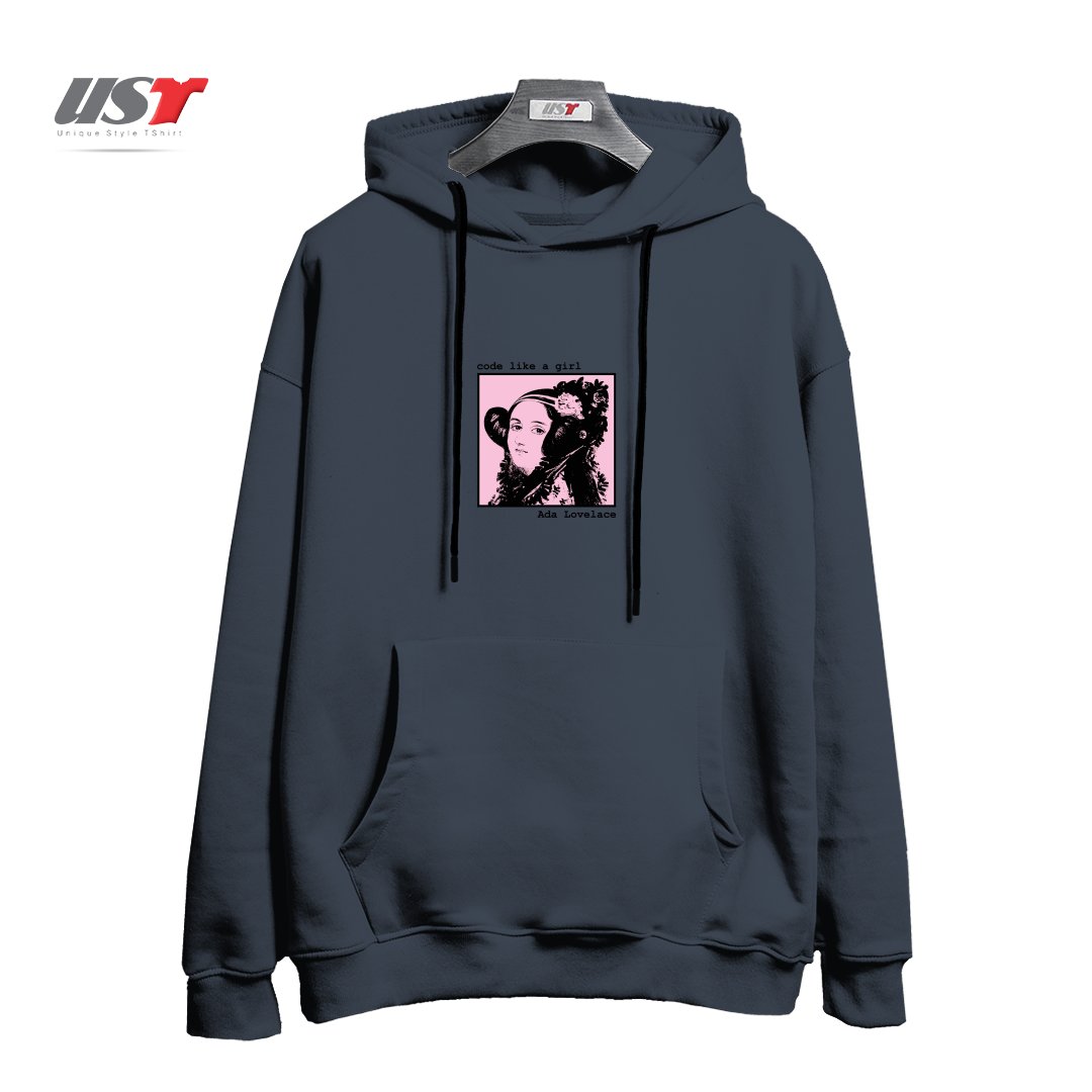 طرح CODE LIKE A GIRL - ADA LOVELACE هودی اورسایزرنگ دودی