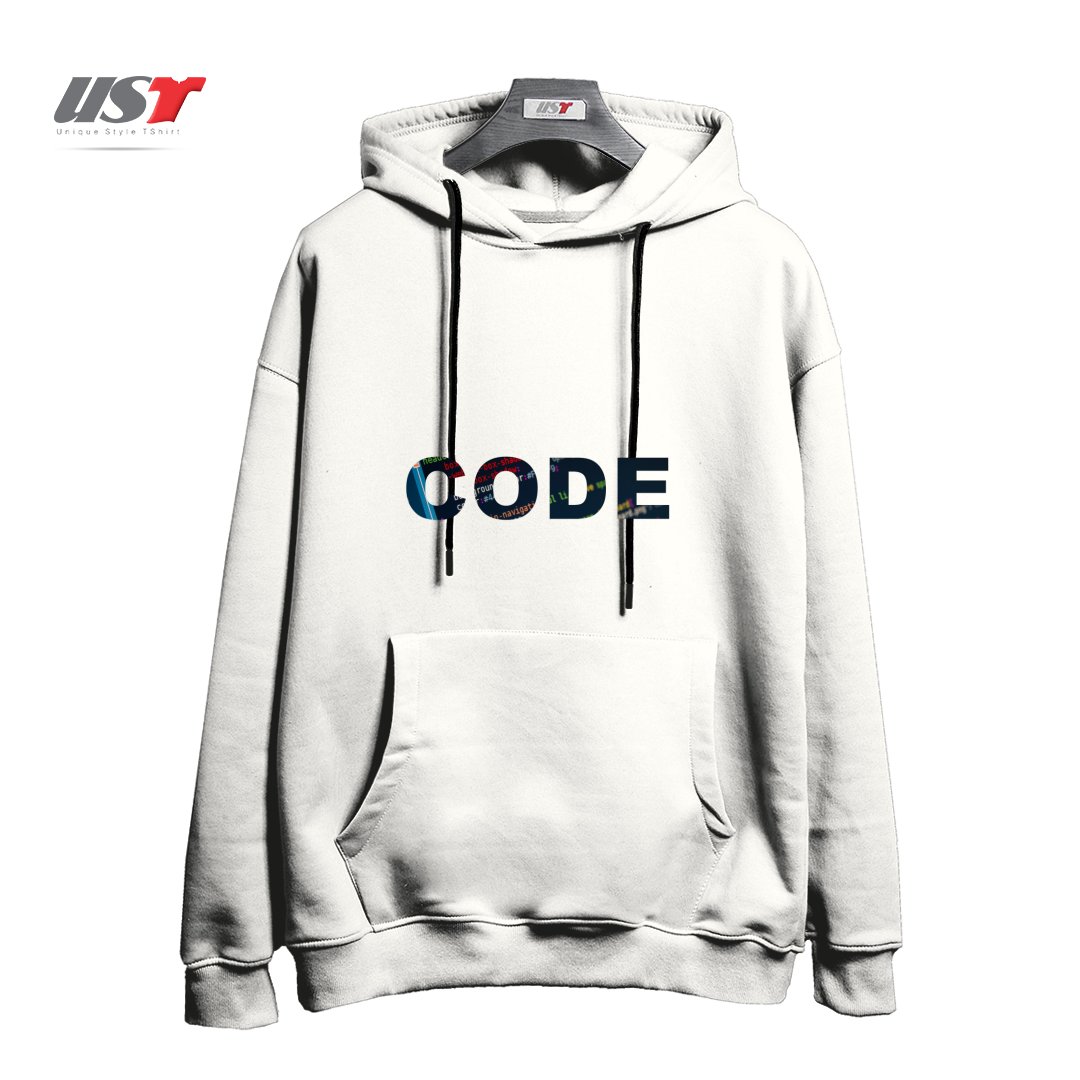 طرح CODE1 هودی اورسایزرنگ سفید