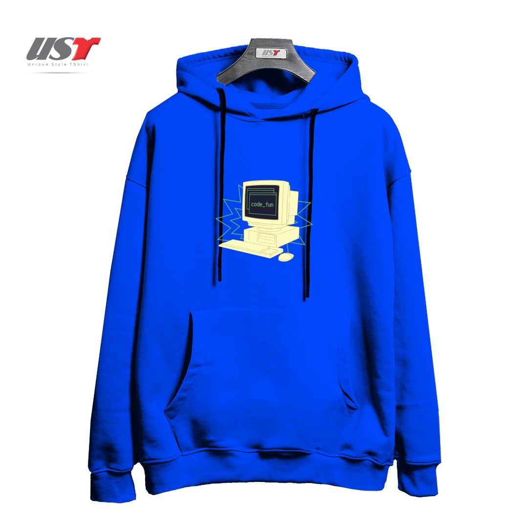 طرح COMPUTER CODING هودی اورسایزرنگ آبی شالی