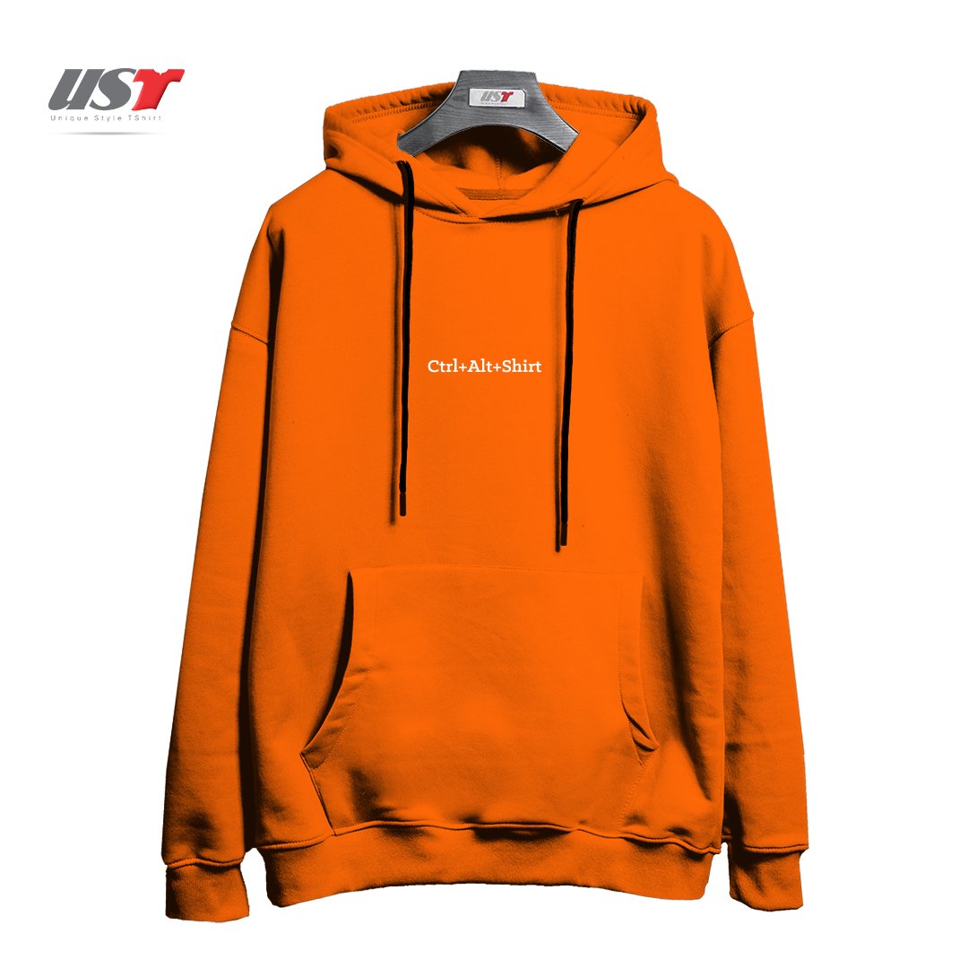 طرح CTRL+ALT+SHIRT [LINE] هودی اورسایزرنگ نارنجی