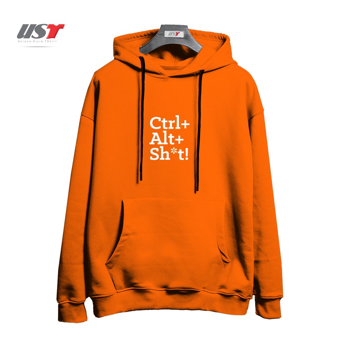طرح CTRL+ALT+SHT! هودی اورسایزرنگ نارنجی