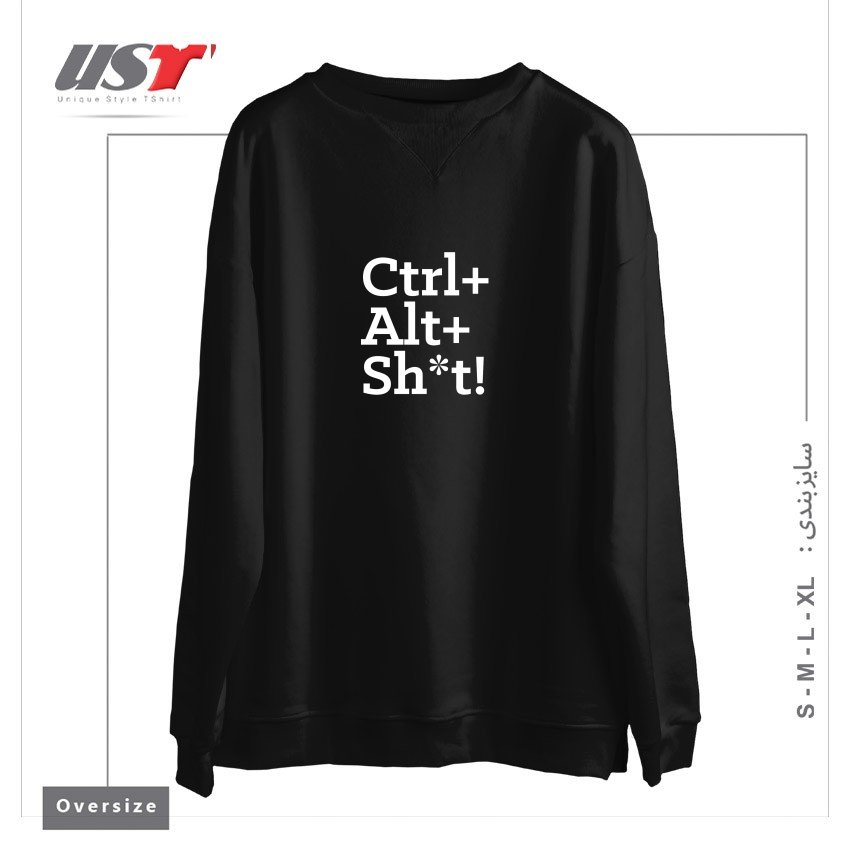 طرح CTRL+ALT+SHT! سوییشرت اورسایزرنگ مشکی