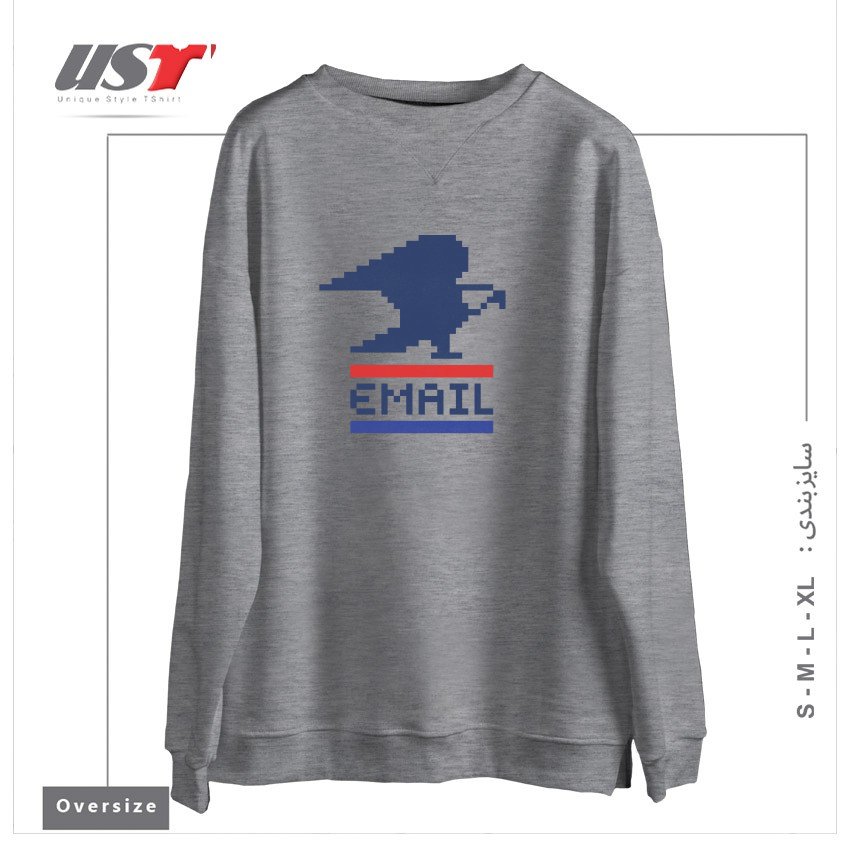 طرح EMAIL سوییشرت اورسایزرنگ طوسی ملانژ