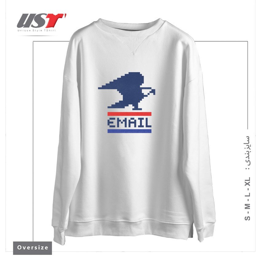 طرح EMAIL سوییشرت اورسایزرنگ سفید