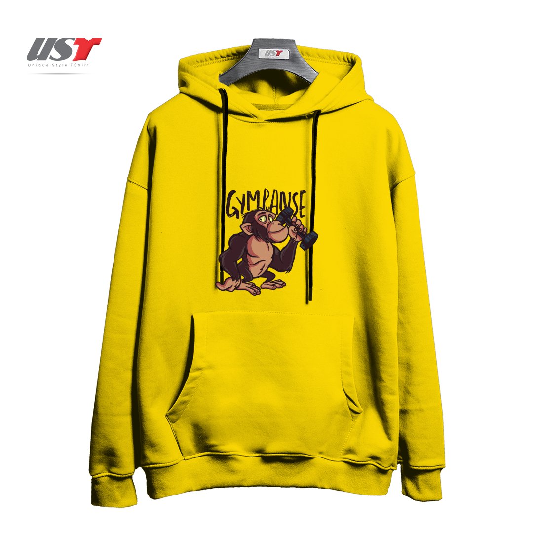 طرح GYMPANZEE هودی اورسایزرنگ زرد