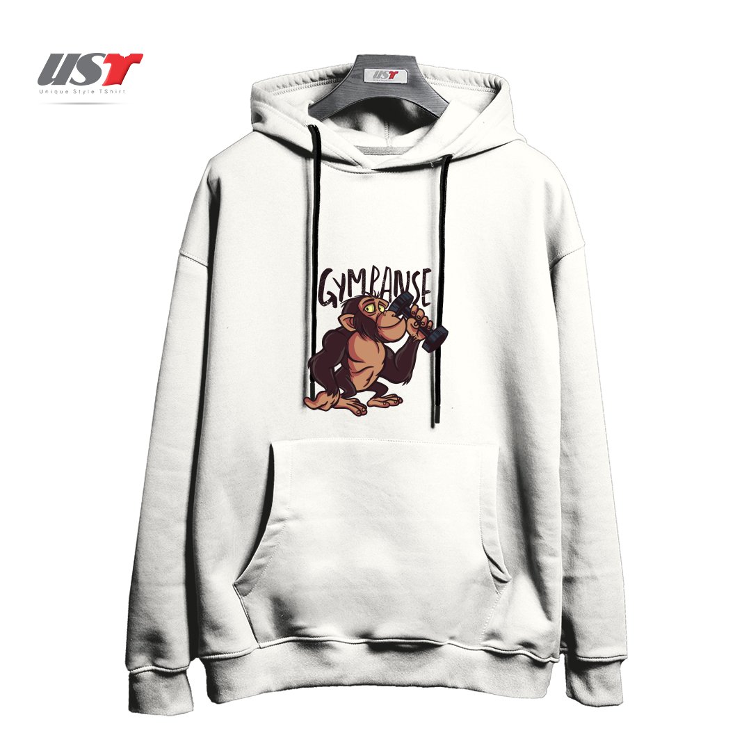 طرح GYMPANZEE هودی اورسایزرنگ سفید