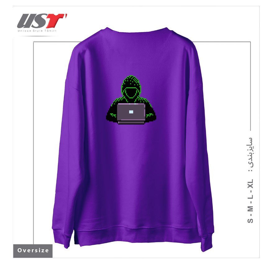 طرح HACKER PIXEL ART T-SHIRT سوییشرت اورسایزرنگ بنفش