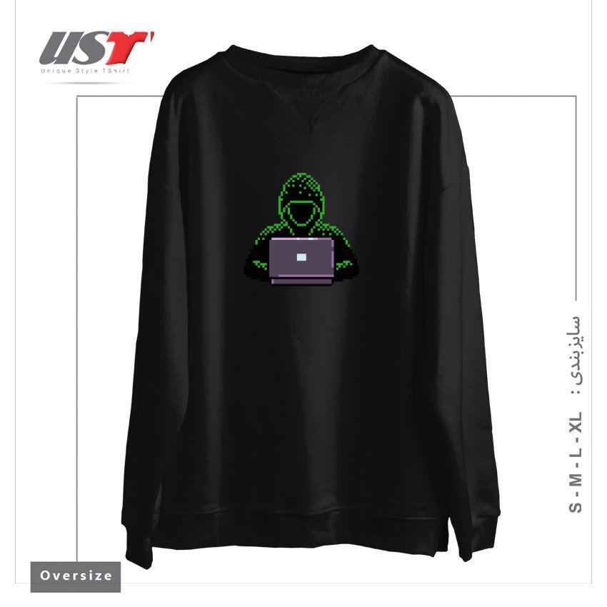 سوییشرت اورسایز طرح HACKER PIXEL ART T-SHIRT