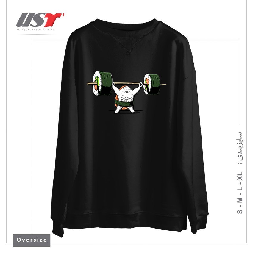 طرح HEALTHY FOOD سوییشرت اورسایزرنگ مشکی