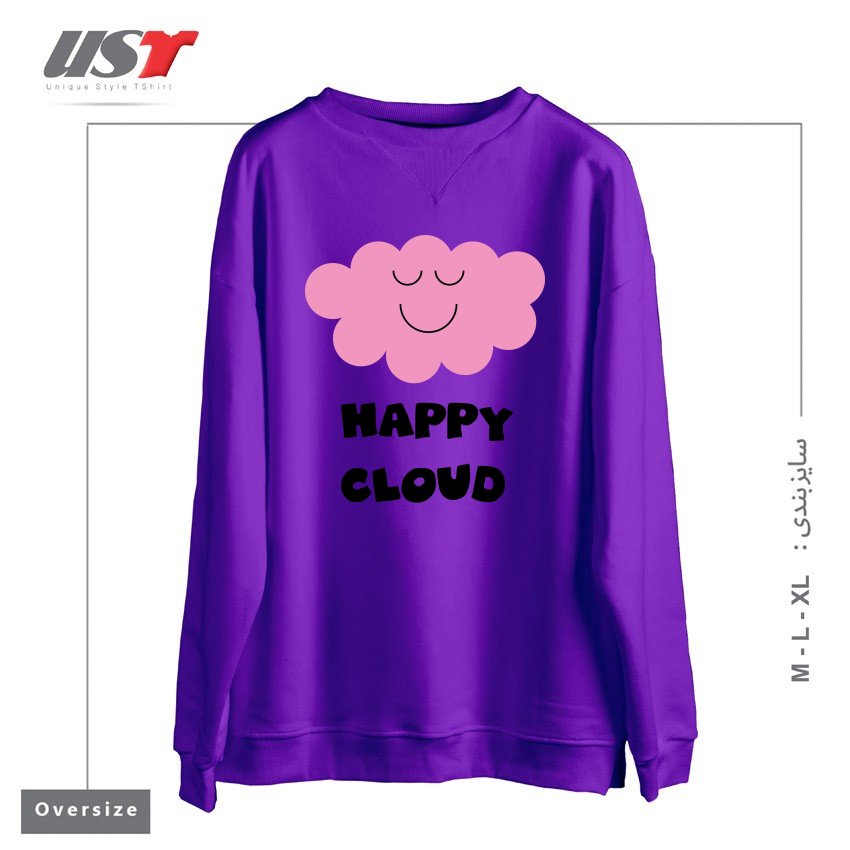 طرح HAPPY CLOUD (PINK) سوییشرت اورسایزرنگ بنفش