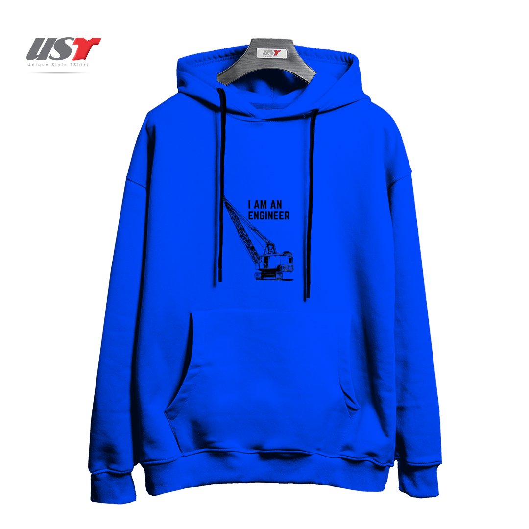طرح I AM AN ENGINEER هودی اورسایزرنگ آبی شالی