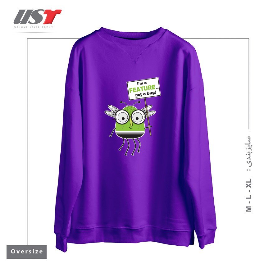 طرح I'M NOT A BUG سوییشرت اورسایزرنگ بنفش