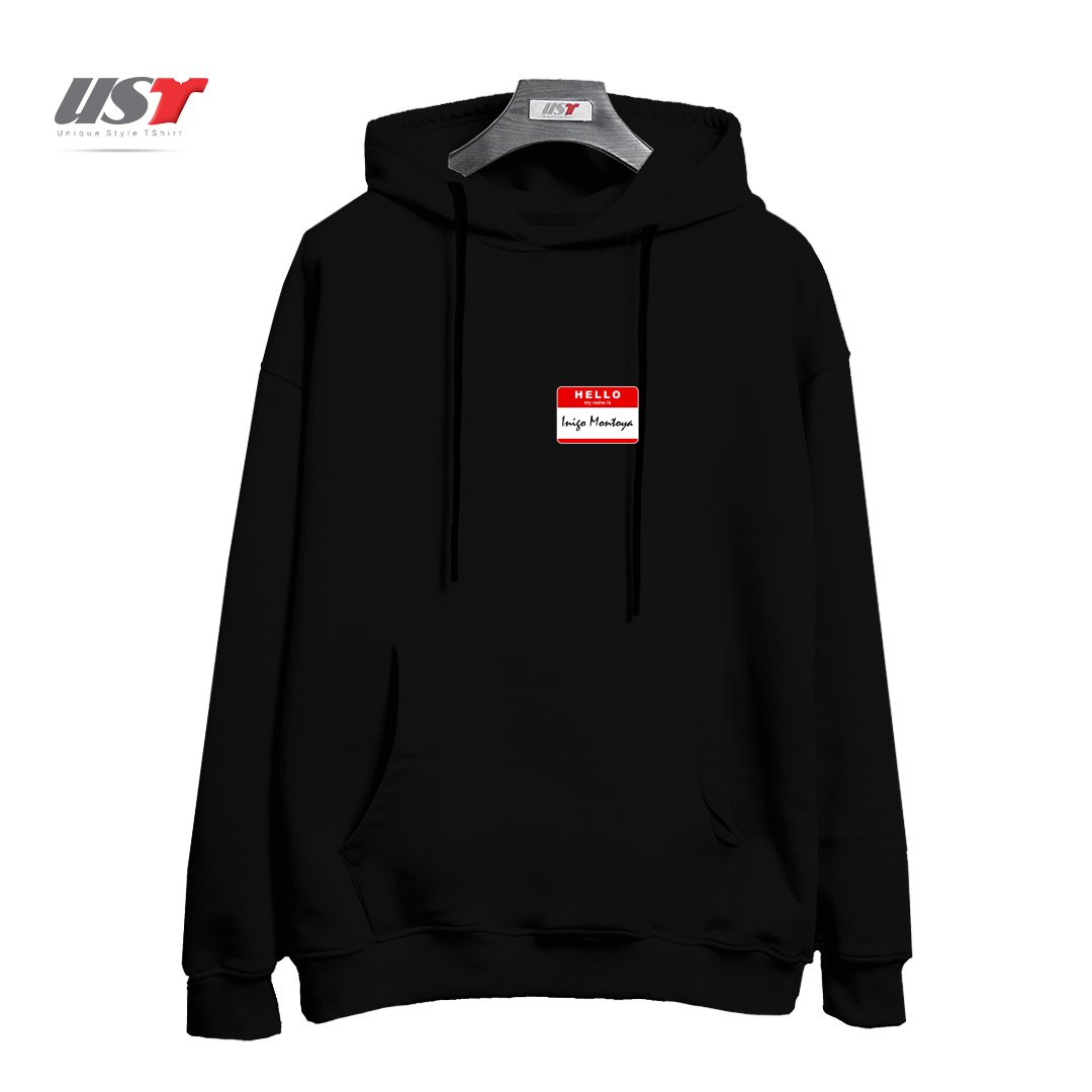 طرح HELLO MY NAME IS INIGO MONTOYA هودی اورسایزرنگ مشکی