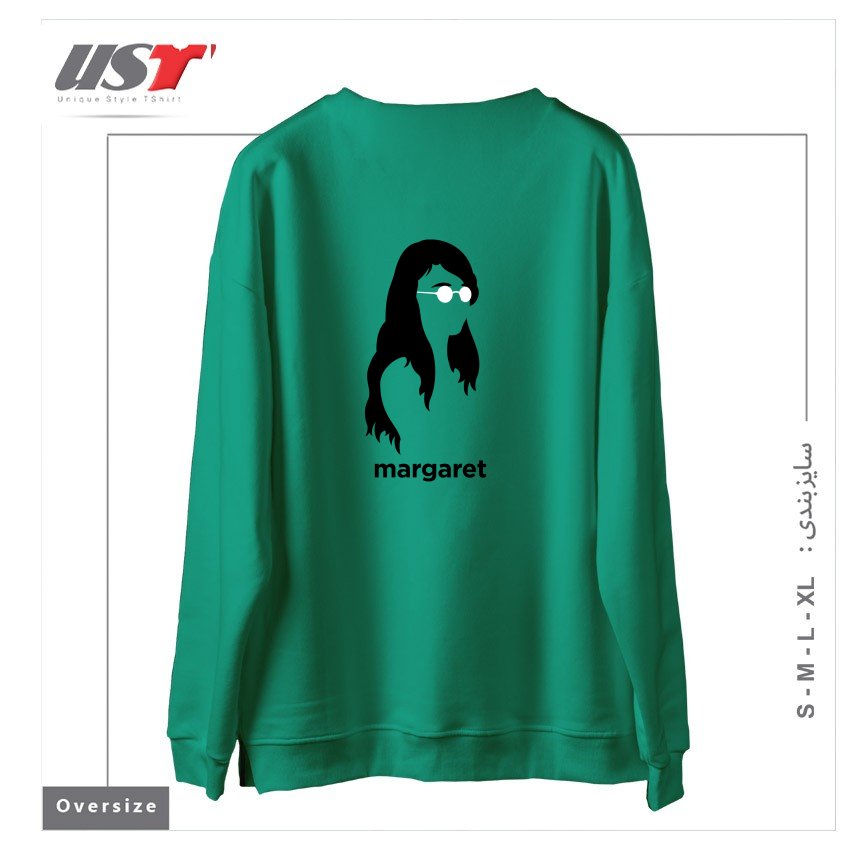 طرح MARGARET HAMILTON (HIRSUTE HISTORY) سوییشرت اورسایزرنگ سبز سدری