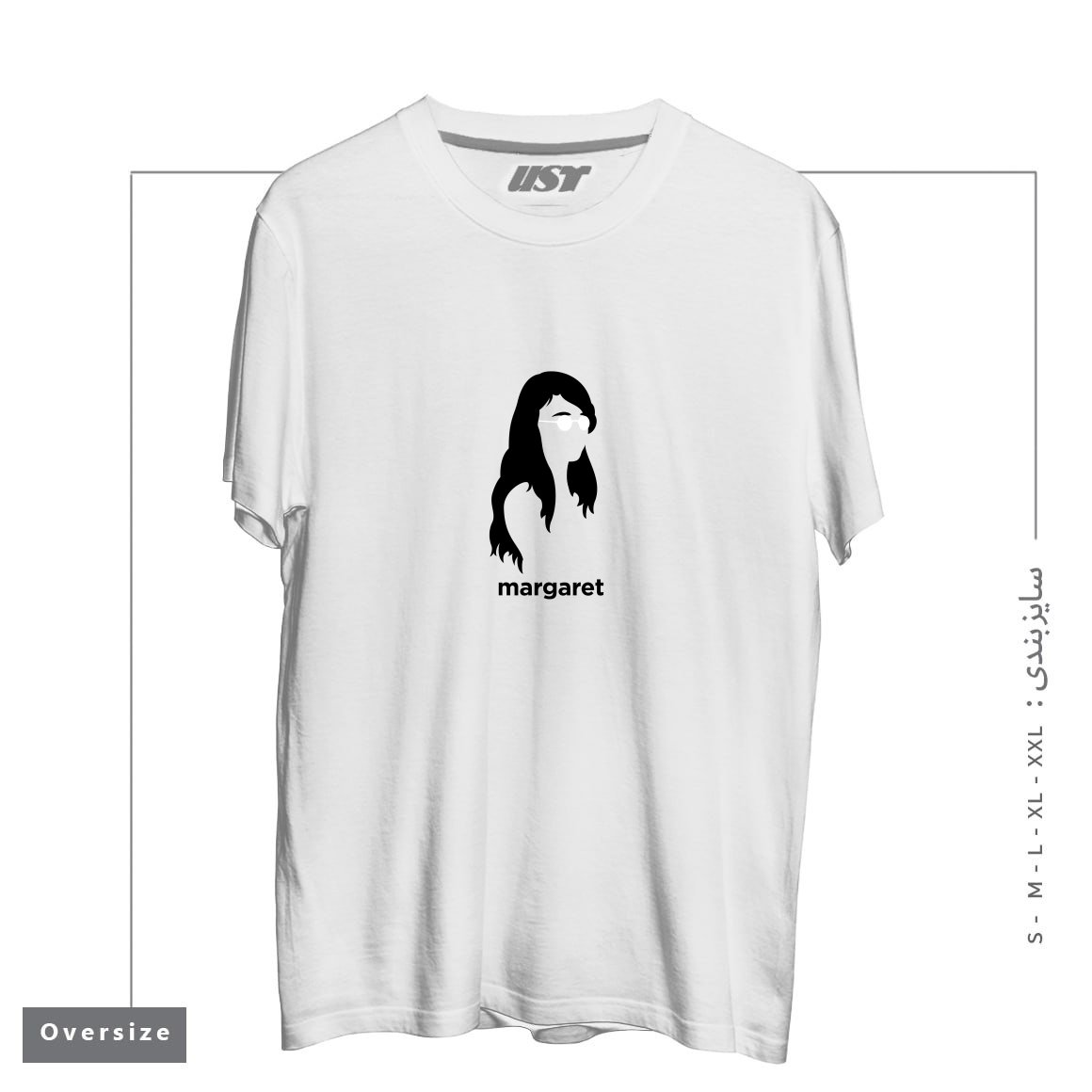 طرح MARGARET HAMILTON (HIRSUTE HISTORY) تیشرت اورسایزرنگ سفید