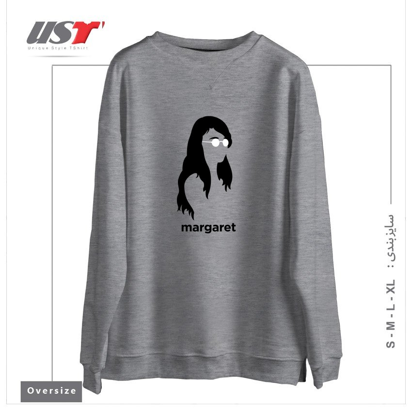 طرح MARGARET HAMILTON (HIRSUTE HISTORY) سوییشرت اورسایزرنگ طوسی ملانژ