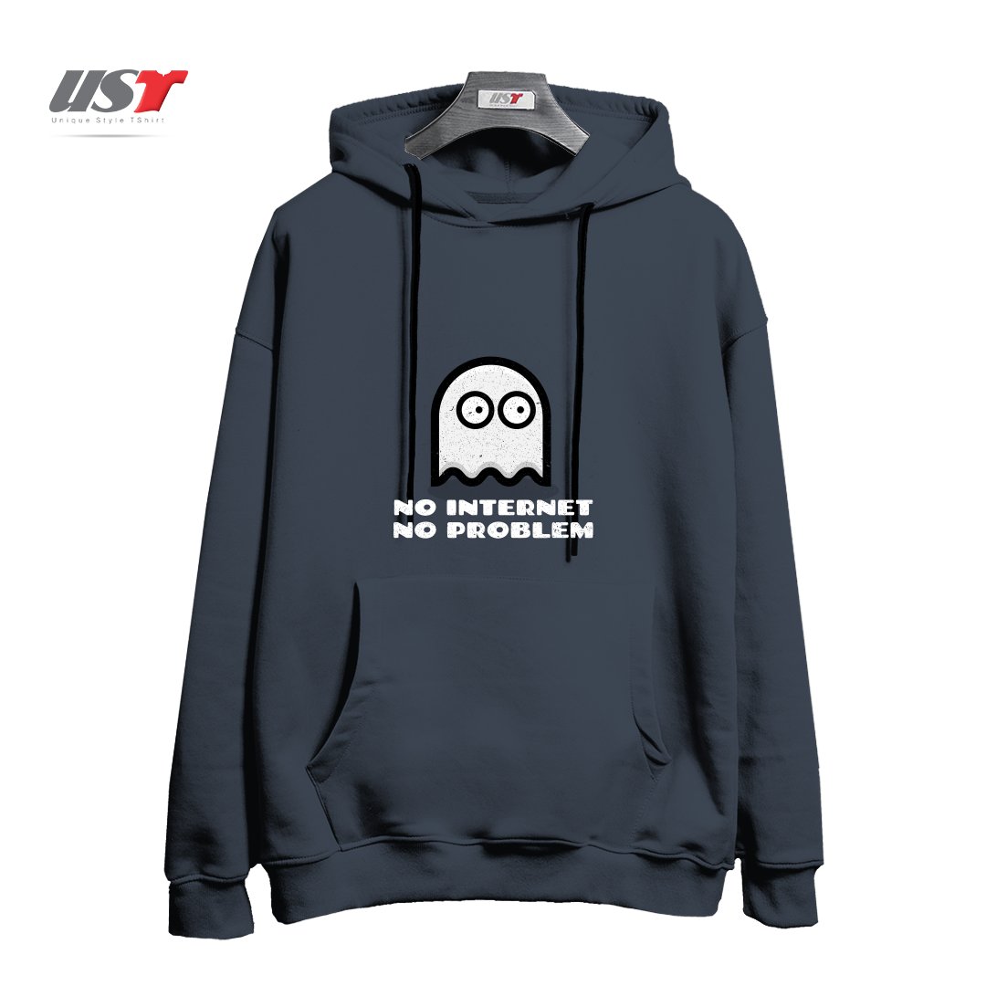 طرح NO INTERNET NO PROBLEM PACMAN RETRO هودی اورسایزرنگ دودی