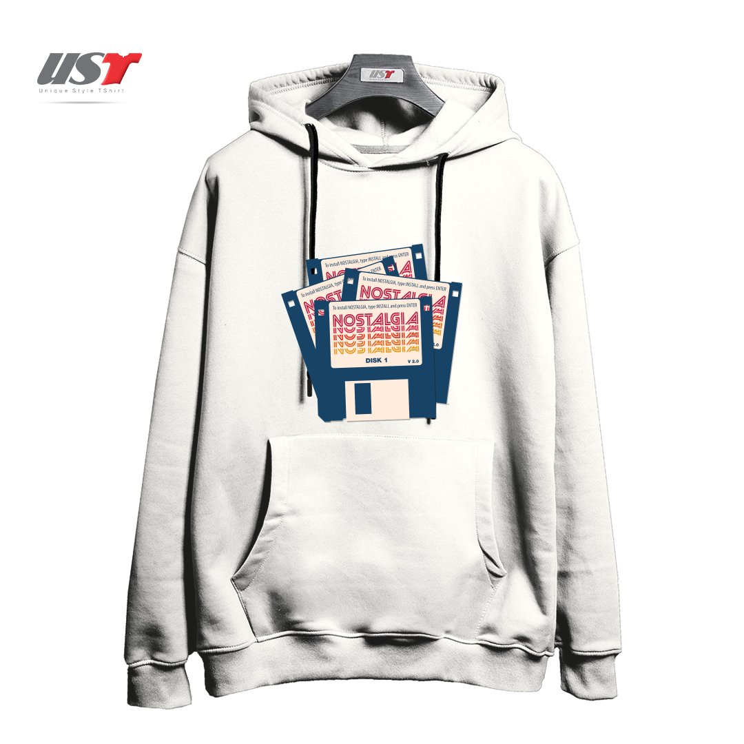 طرح NOSTALGIA FLOPPY DISK VERSION 2.0 هودی اورسایزرنگ سفید
