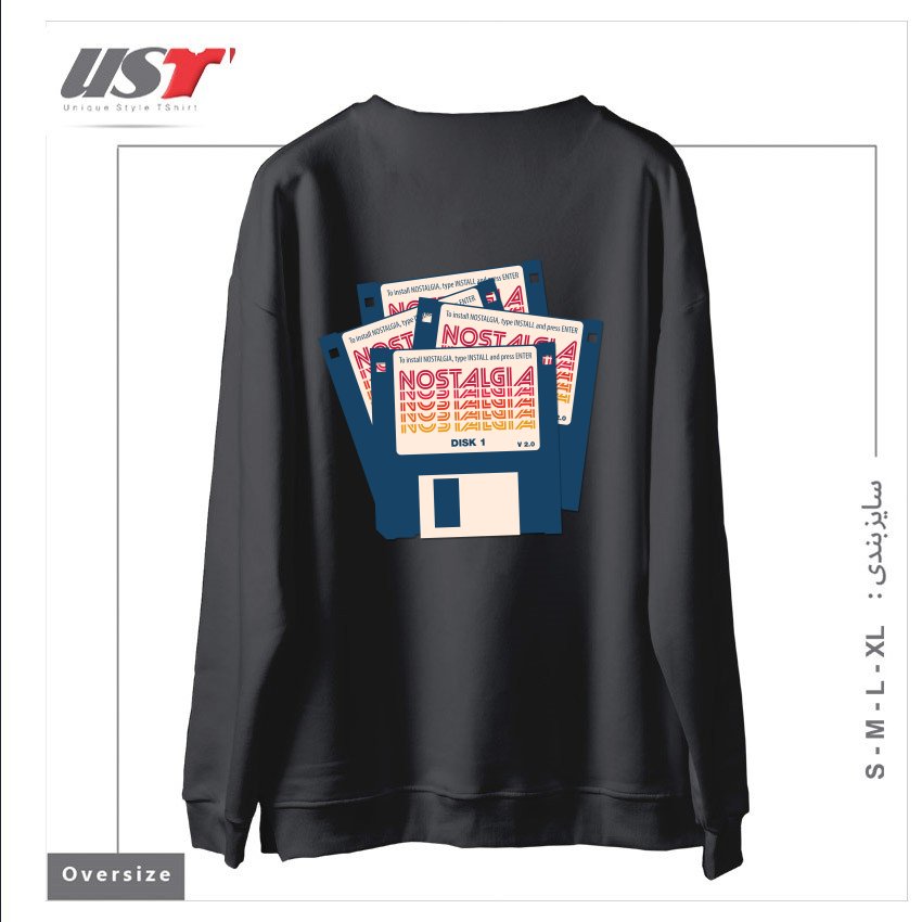 طرح NOSTALGIA FLOPPY DISK VERSION 2.0 سوییشرت اورسایزرنگ دودی