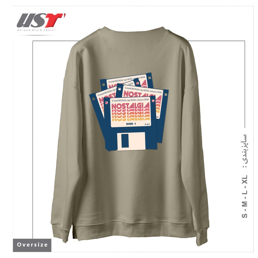 طرح NOSTALGIA FLOPPY DISK VERSION 2.0 سوییشرت اورسایزرنگ نخودی