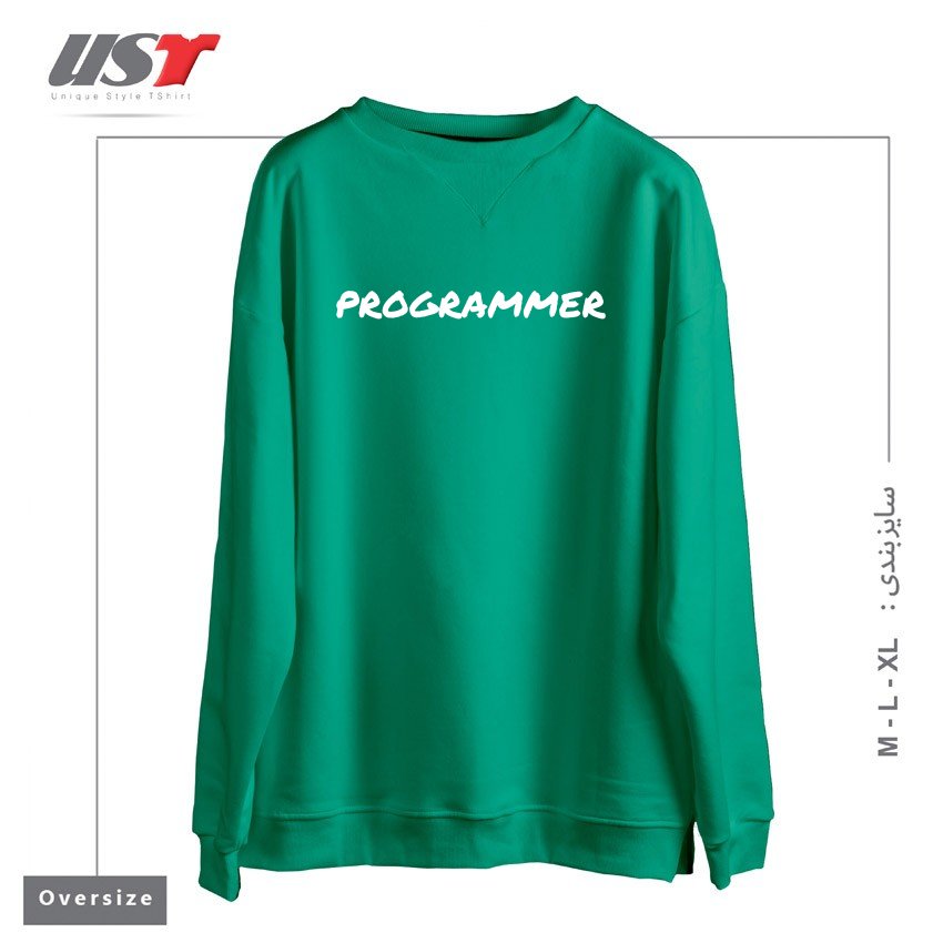 طرح PROGRAMMER سوییشرت اورسایزرنگ سبز سدری