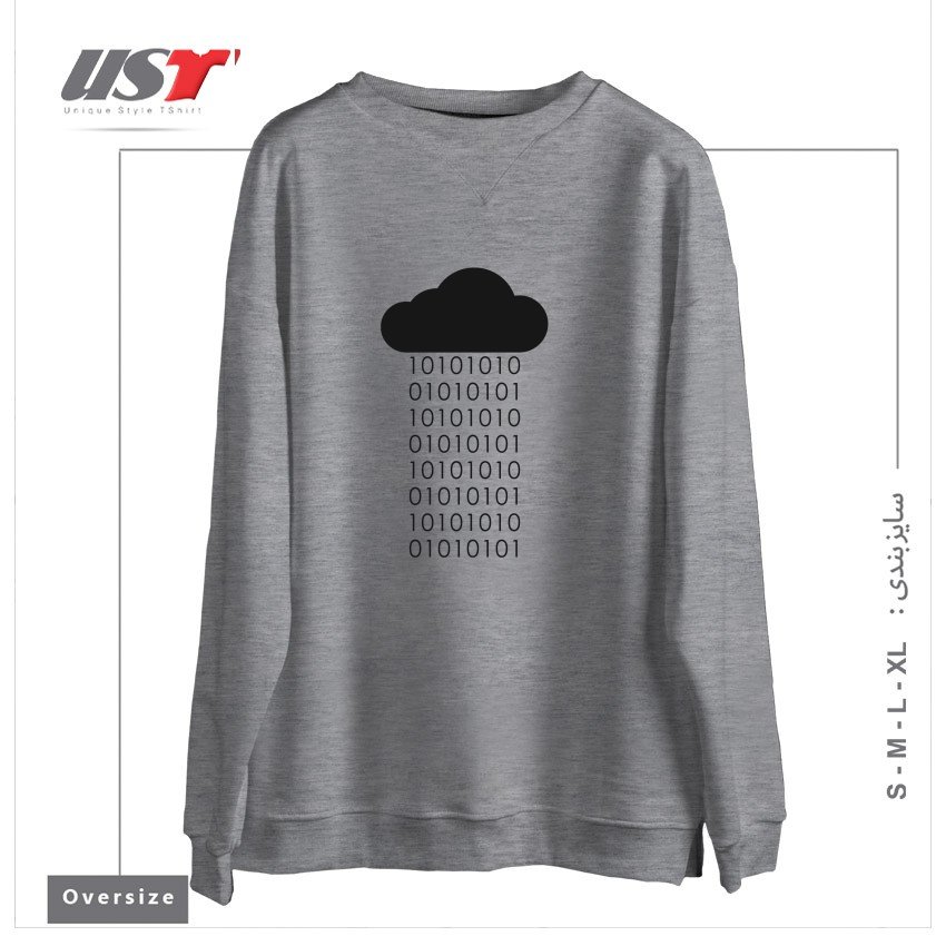 طرح PROGRAMMER1 سوییشرت اورسایزرنگ طوسی ملانژ