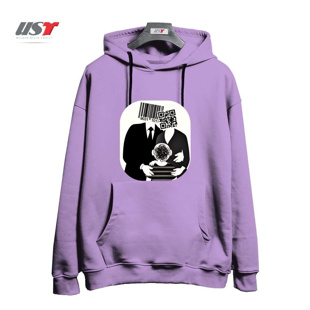 طرح QR CODE FAMILY هودی اورسایزرنگ یاسی