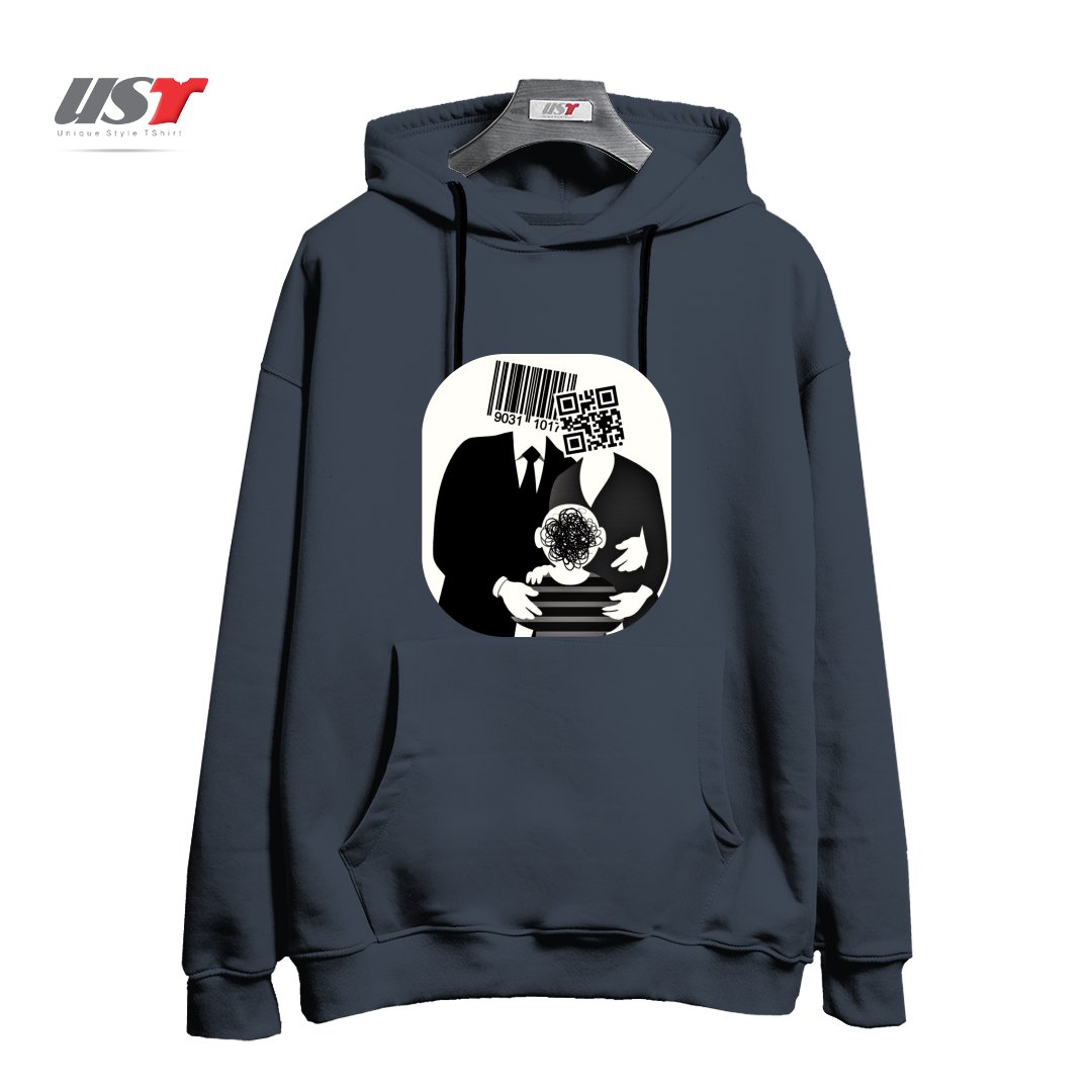 طرح QR CODE FAMILY هودی اورسایزرنگ دودی