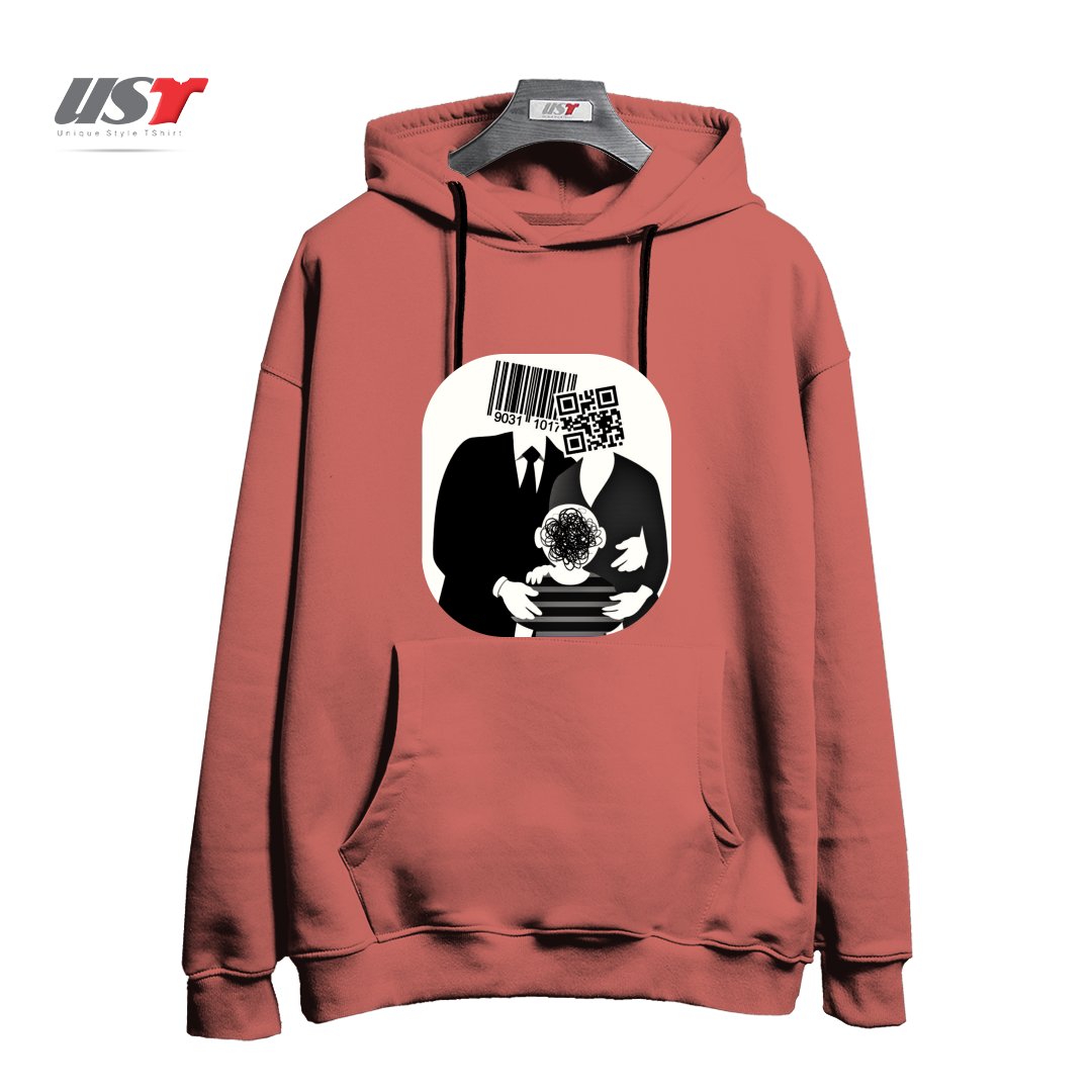 هودی اورسایز طرح QR CODE FAMILY