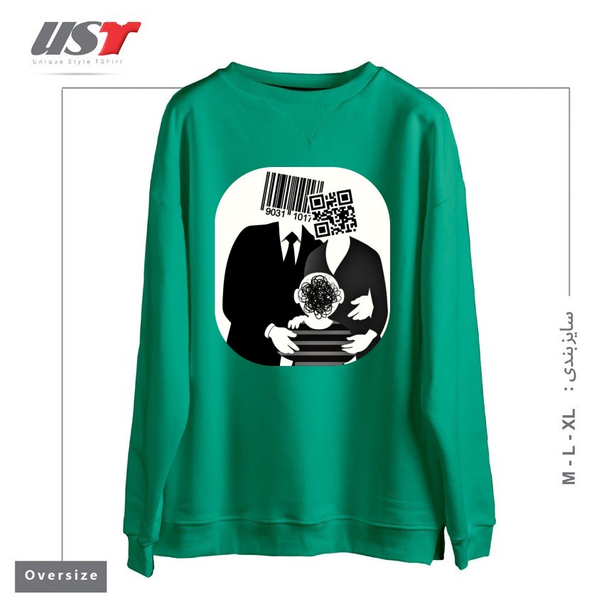 سوییشرت اورسایز طرح QR CODE FAMILY