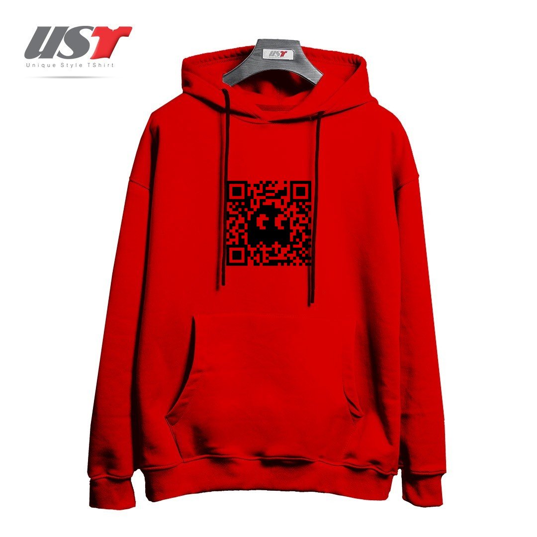 طرح QR GHOST هودی اورسایزرنگ قرمز