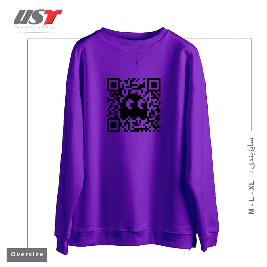 طرح QR GHOST سوییشرت اورسایزرنگ بنفش