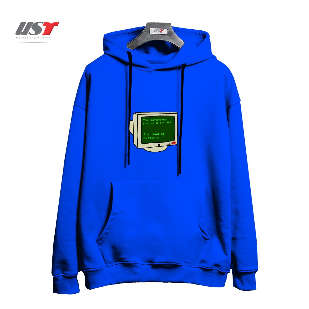 طرح REAL LIFE هودی اورسایزرنگ آبی شالی